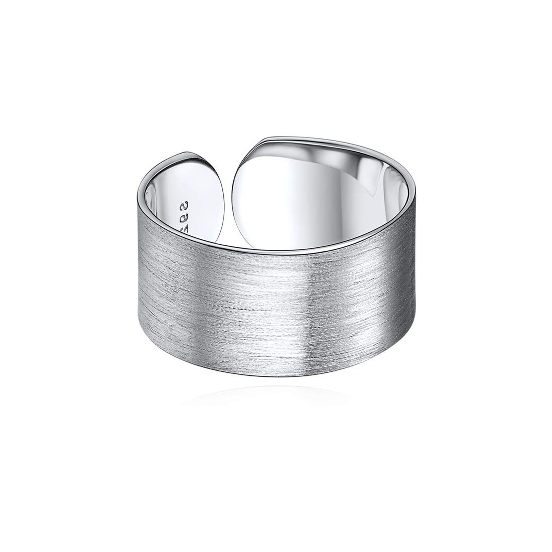 10mm 925 Sterling Silver Rings for Women Mens Brushed Dome Eternity Band Adju…