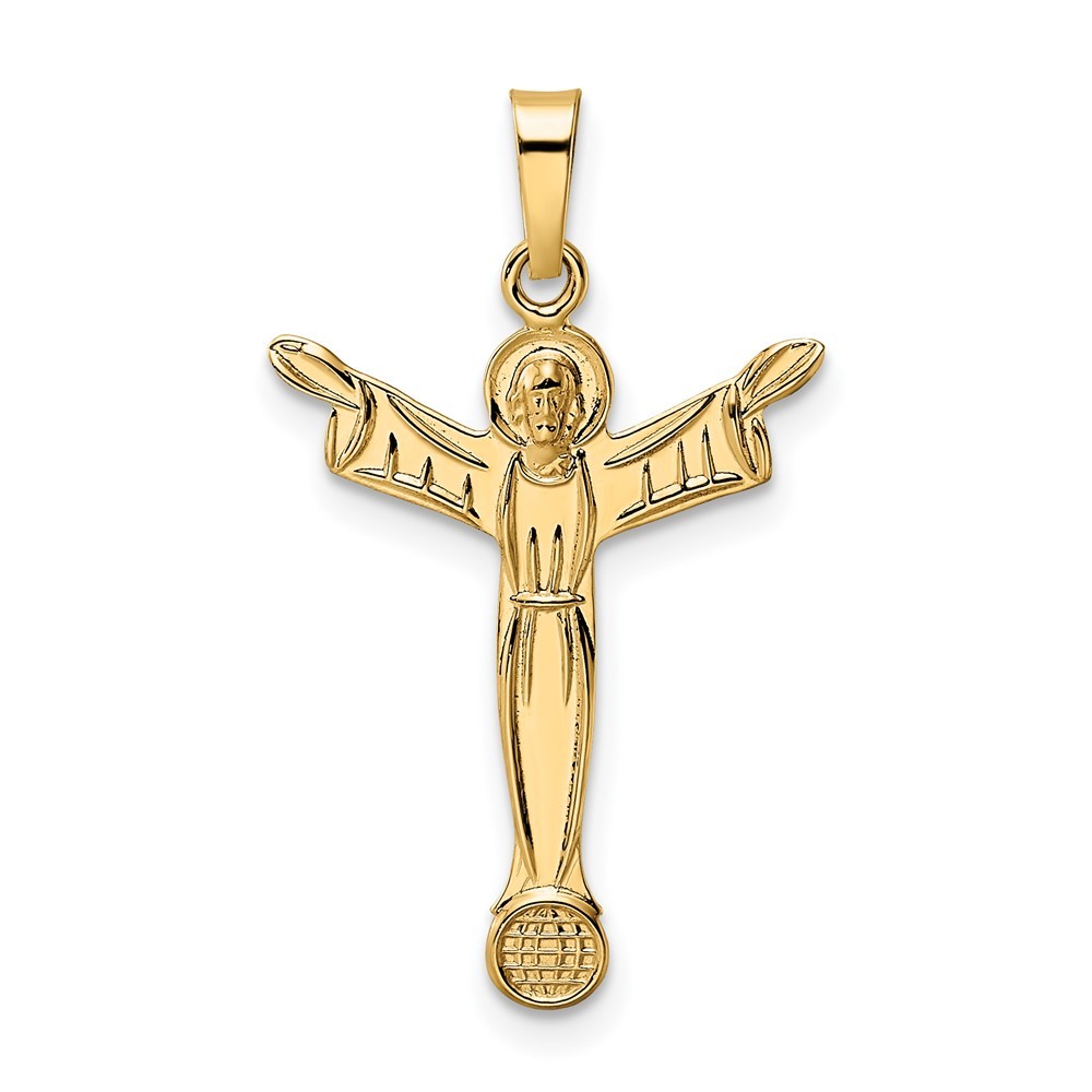 14k Yellow Gold Polished Solid Risen Christ Charm Pendant 0.58gm W 17.4mm