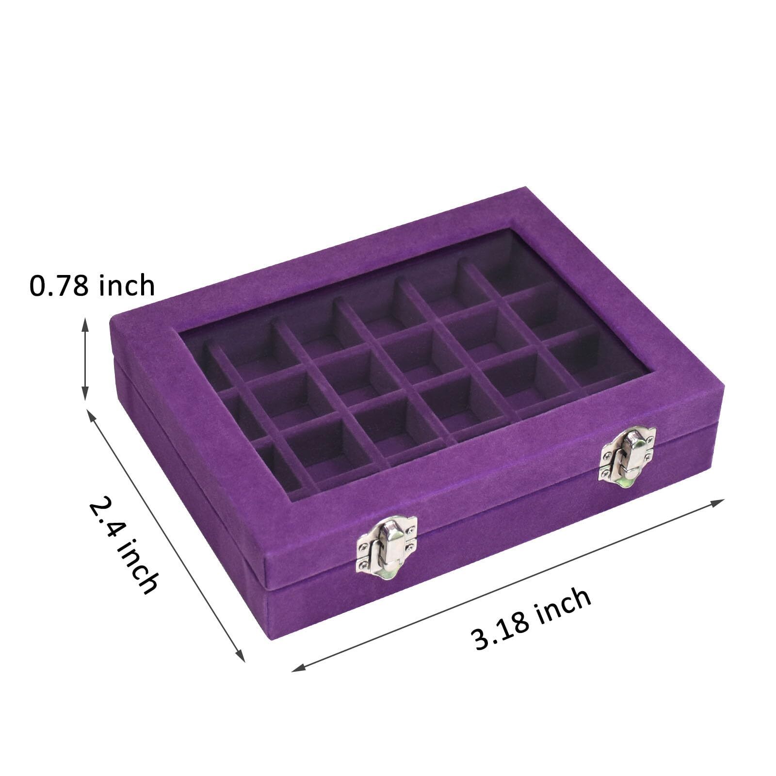 24 Grid Jewelry Tray Organizer with Transparent Lid for Earrings Rings Pendants