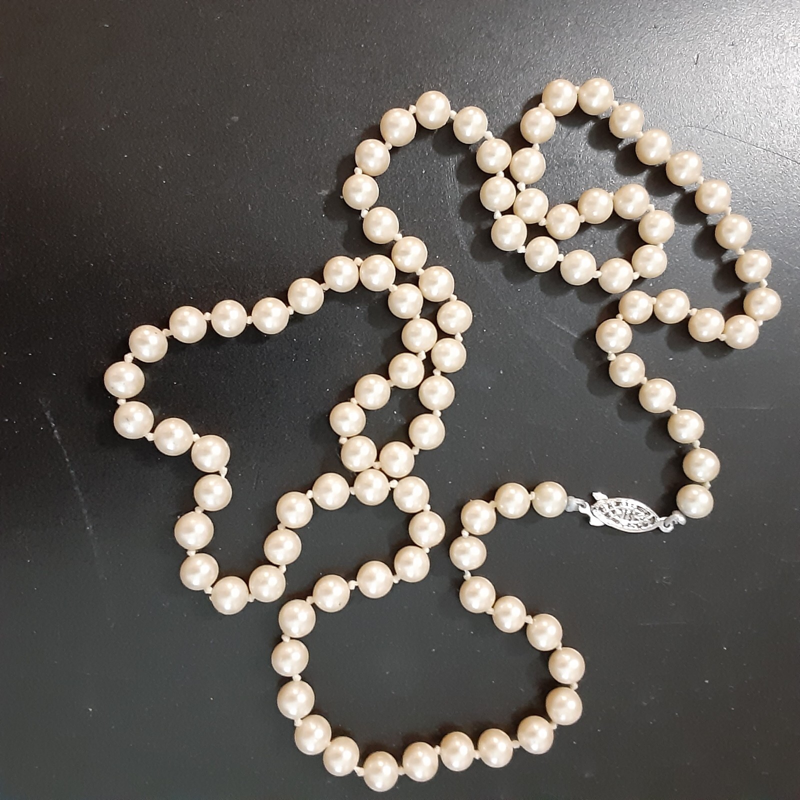 Vintage Faux Pearl Necklace 8 mm 30 in