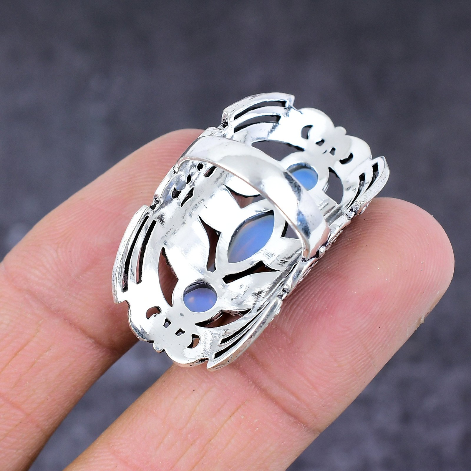 Milky Opal Gemstone Handmade 925 Sterling Silver Gift Jewelry Ring Size 7 Y885