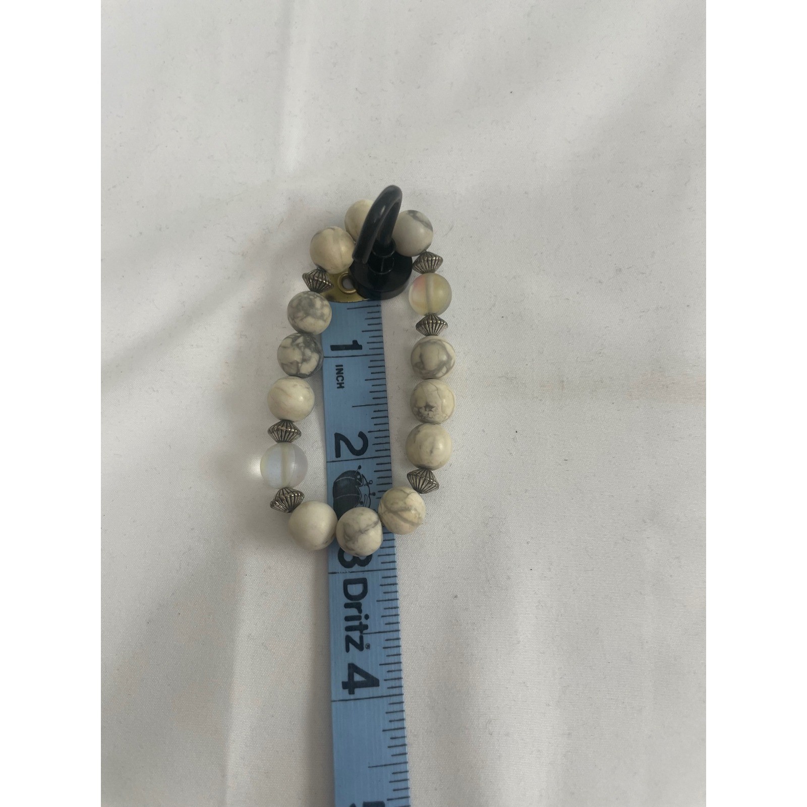Stretch Beaded Bracelet Set – Black, White, Gray Stone Beads boho chic cute