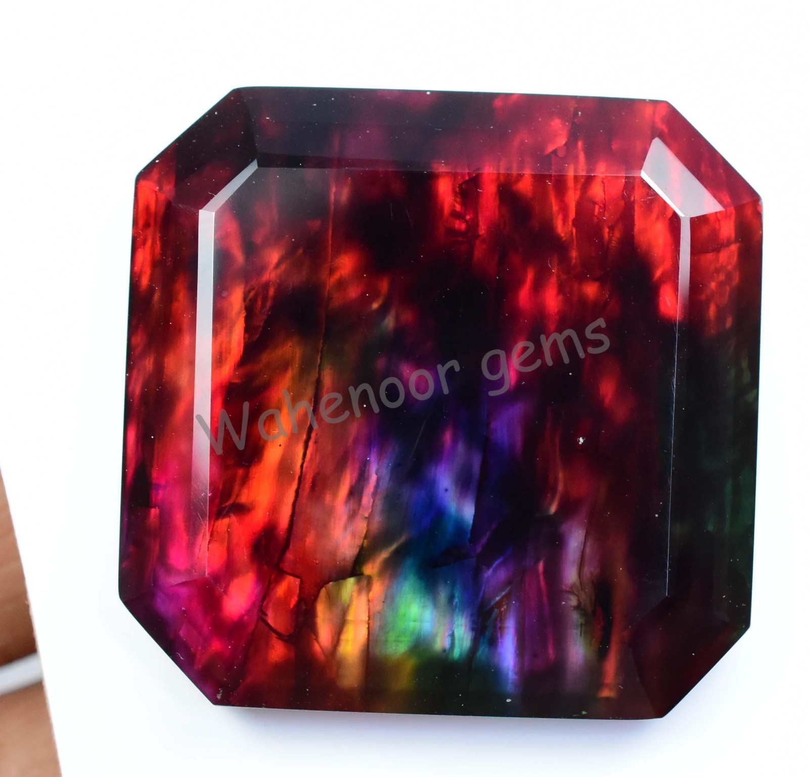 Huge 100 Ct Natural Ammolite Emerald Opal-Like Organic Doublet Rare Gemstone