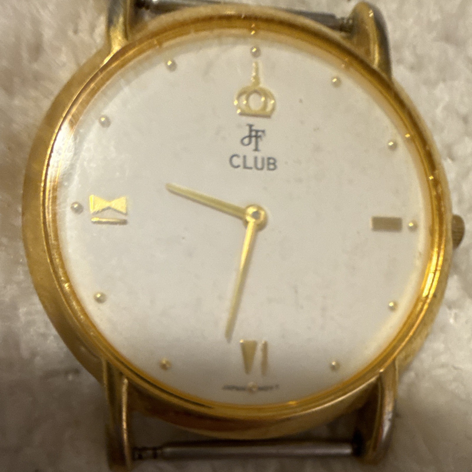 Jacques Farel Club Vintage Quartz Dress Watch Gold Tone Metal White Dial