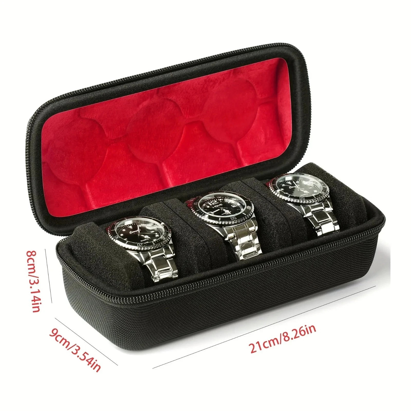 Men’s Watch Travel Case Portable Organizer with Anti-Move Watch Pillows
