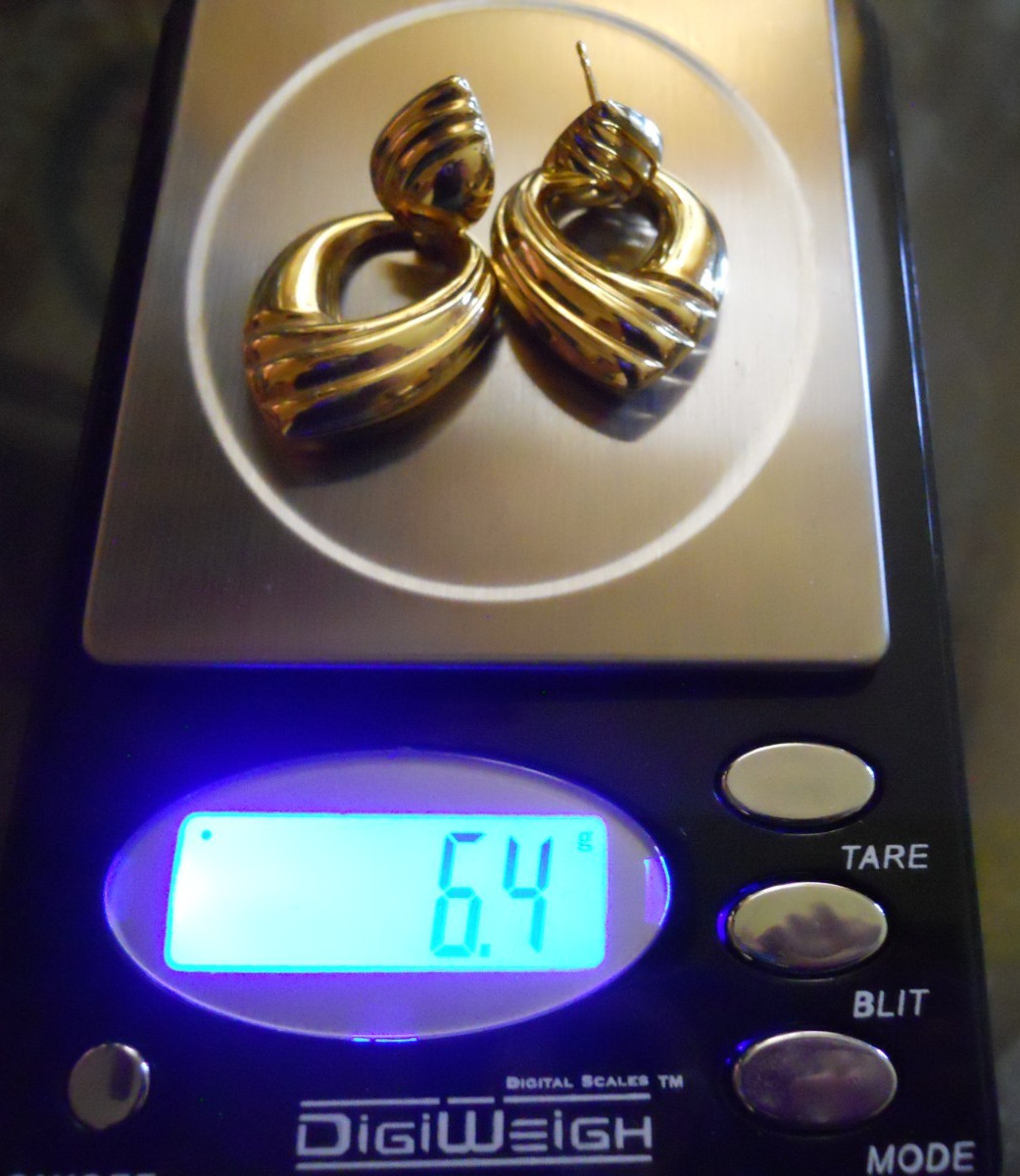 14K Italy UNOAERRE BREV. Yellow Gold 6.4 Grams Door Knocker Stud Earrings 1 5/8″