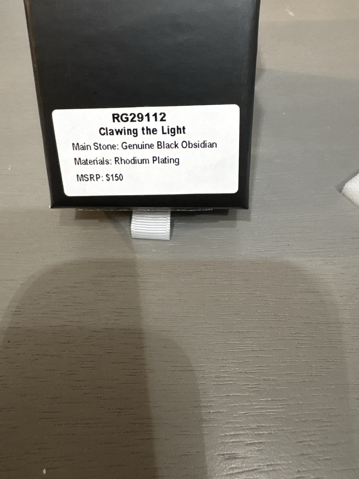 RG29112 Clawing the Light Black Obsidian Rhodium Plating Ring Size 11