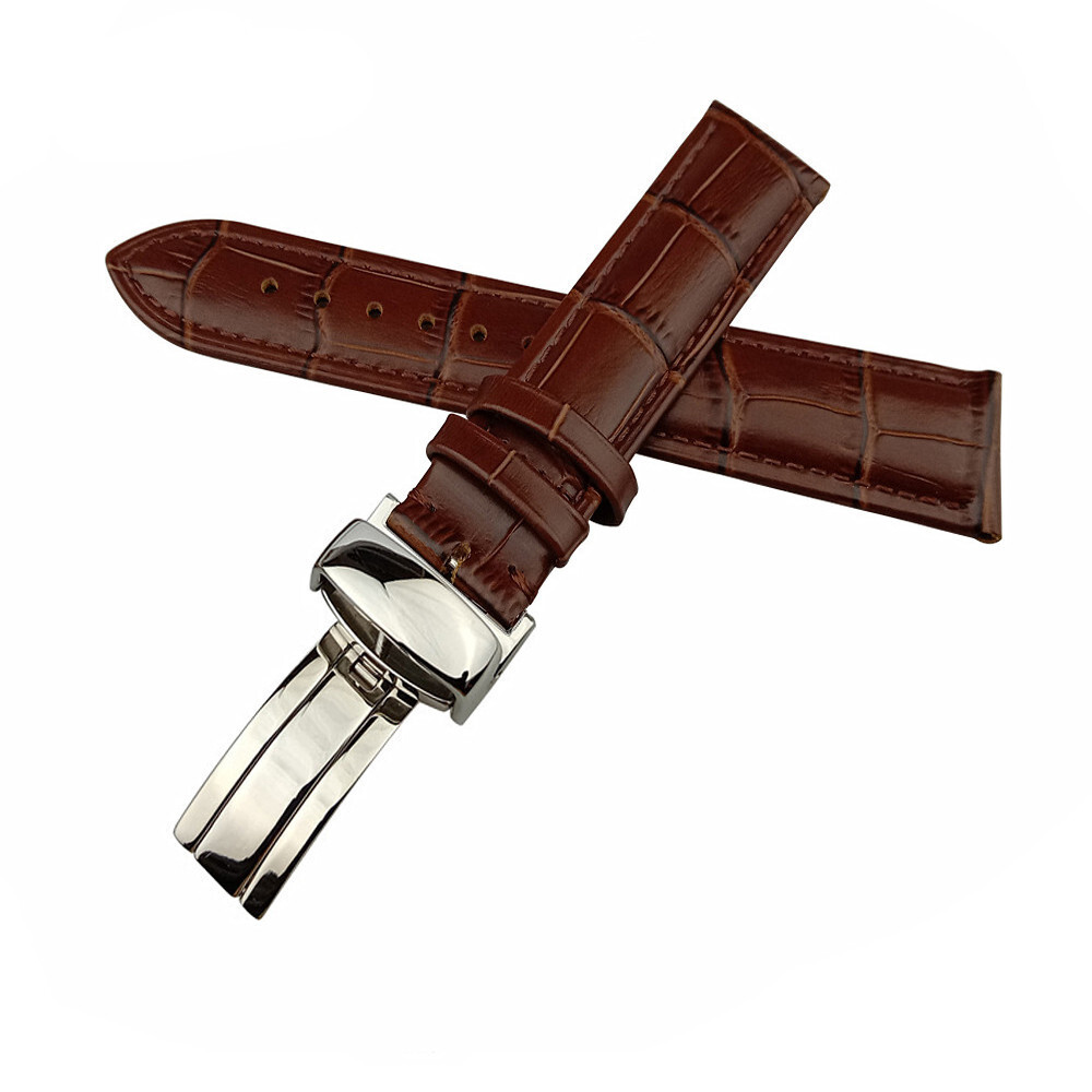 Black And Brown Genuine Leather Watch Strap Band 16 17 18 19 20 21 22 23 24mm