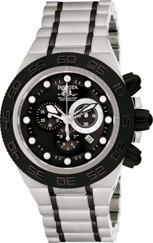 Rare Invicta Mens Subaqua Chronograph Swiss Quartz SS Steel/Black Tone Watch