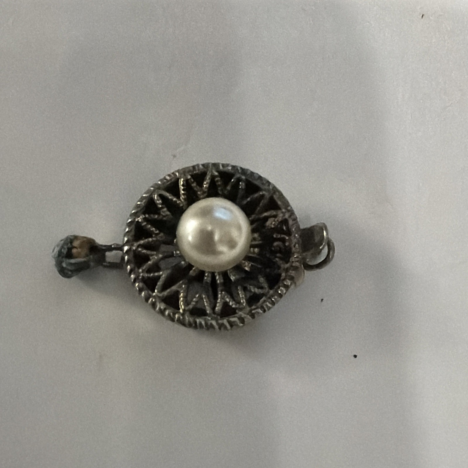 Sterling Silver Vintage Clasp For Necklace Round Push Lock Intricate 925