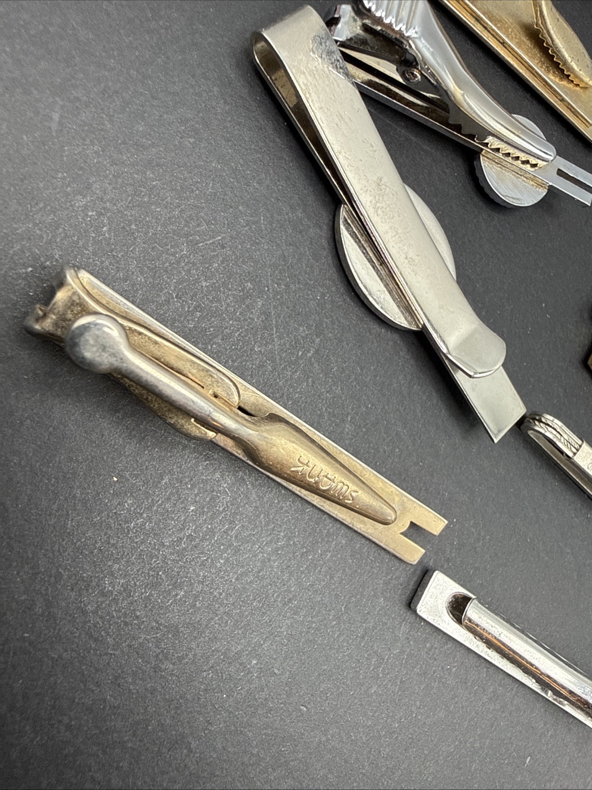 Lot Of Tie Clips And Other Vintage Clip Silver Gold Tone J4