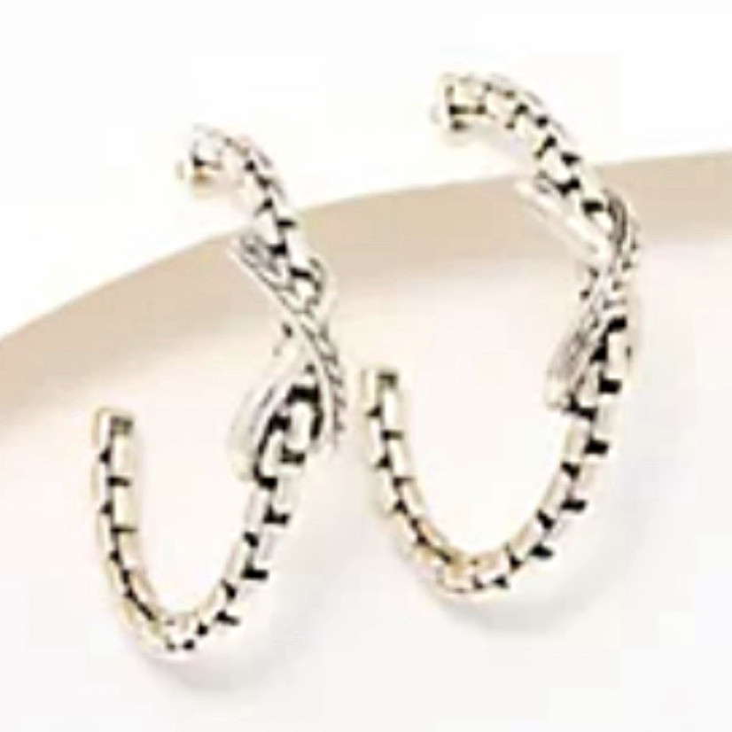 QVC JAI Sterling silver infinity knot hoop earrings box chain – EXCELLENT