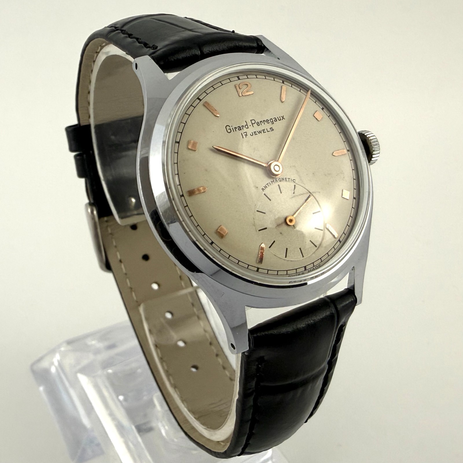 FINE GIRARD PERREGAUX VINTAGE ORIGINAL DIAL MANUAL WIND STEEL GENTS WATCH