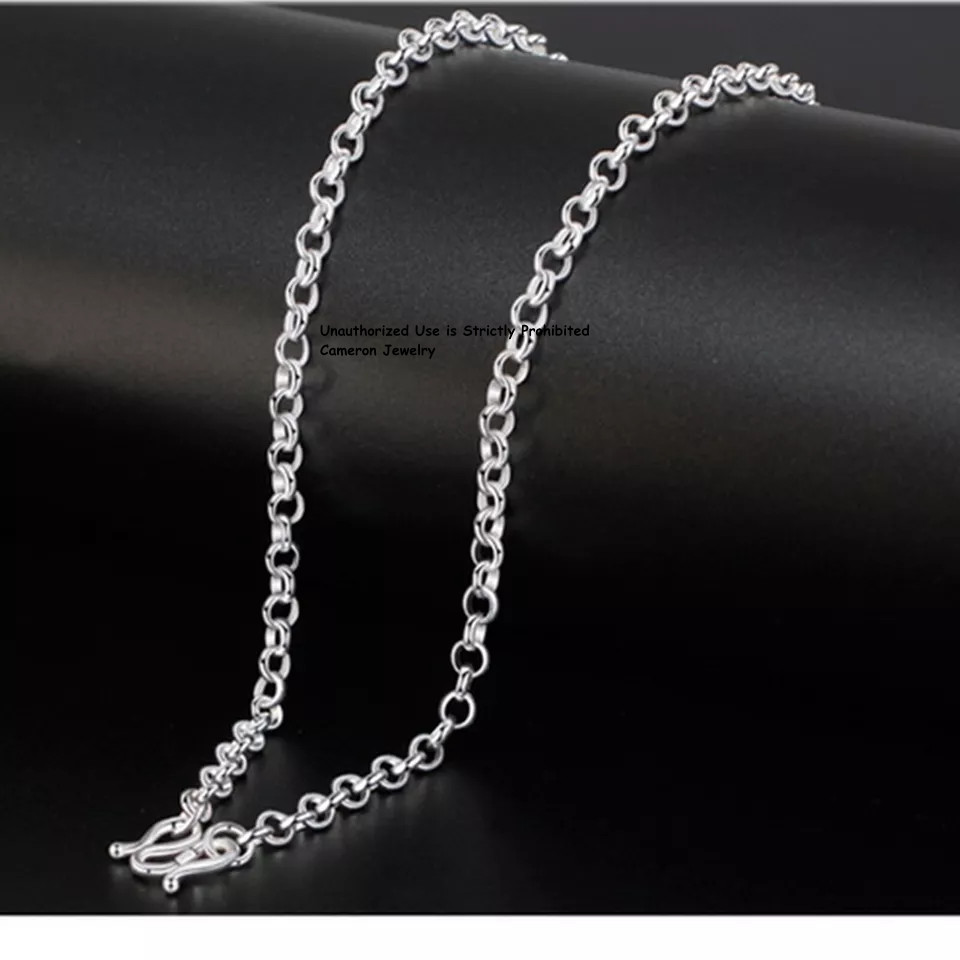 Pure 999 Fine Silver Necklace Men Women 3mm-8mm Cable Rolo Link Chain 18-30in