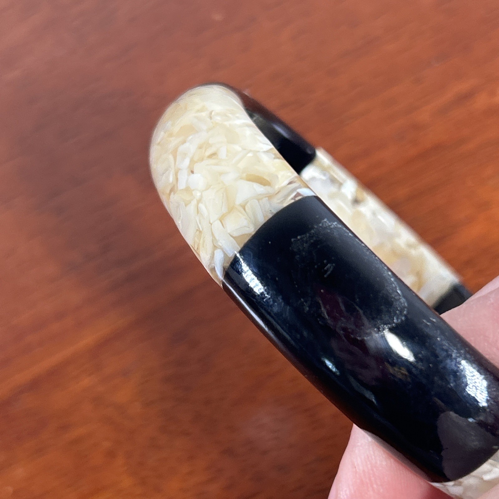 Resin Black Cream Bangle Bracelet Vintage Stackable Retro Boho Fashion Jewelry