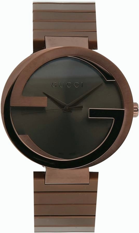 Gucci Interlocking XL PVD 42mm Steel Brown Dial Men Quartz Watch YA133211 – NWOT