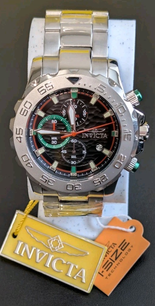 Invicta Pro Diver Men’s Watch (Model 50244) – Black Dial w/ I-Size Bracelet 54mm