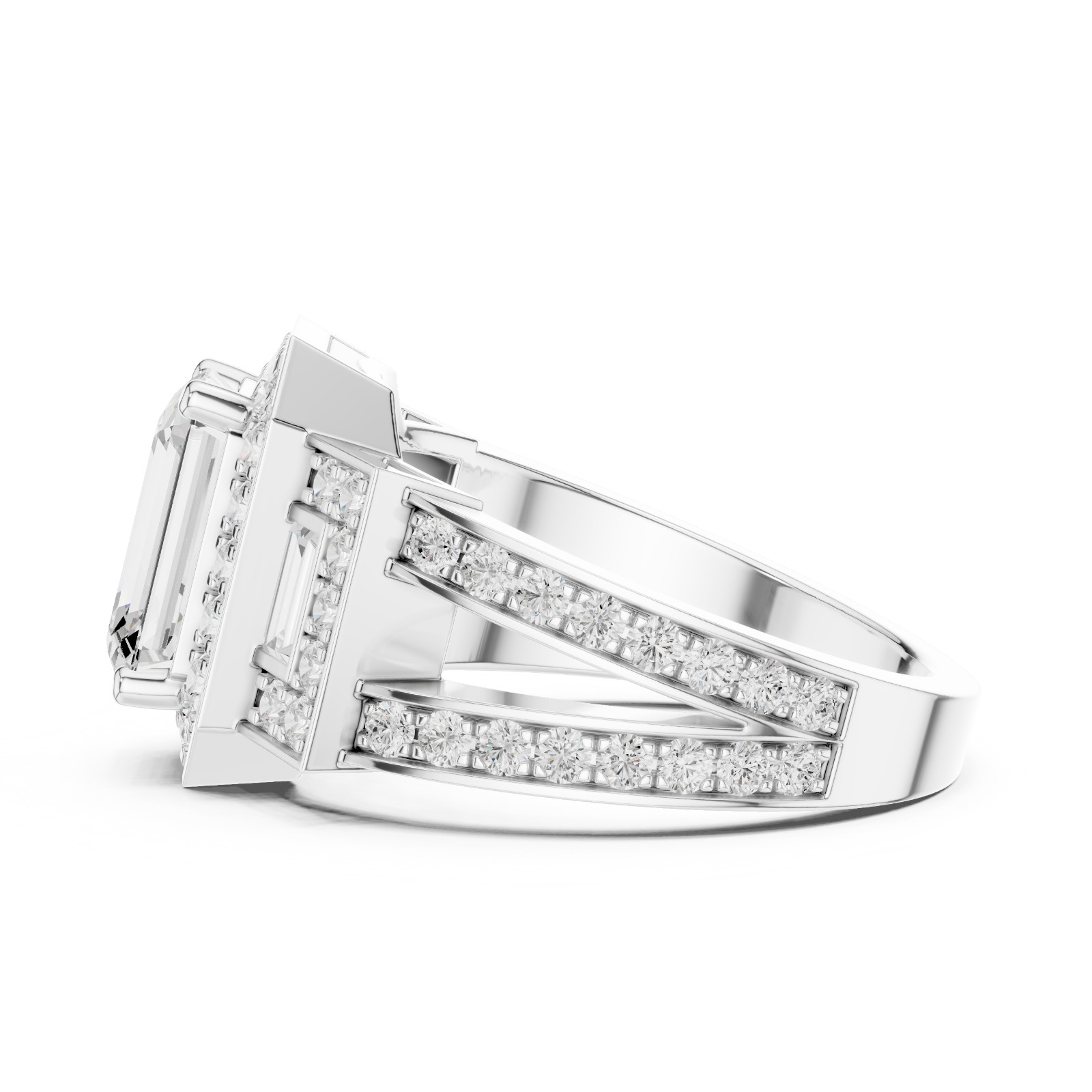 IGI Certified 3.54 Ct E-F/VS1 Lab Grown Diamond 14K White Gold Halo Bridal Ring