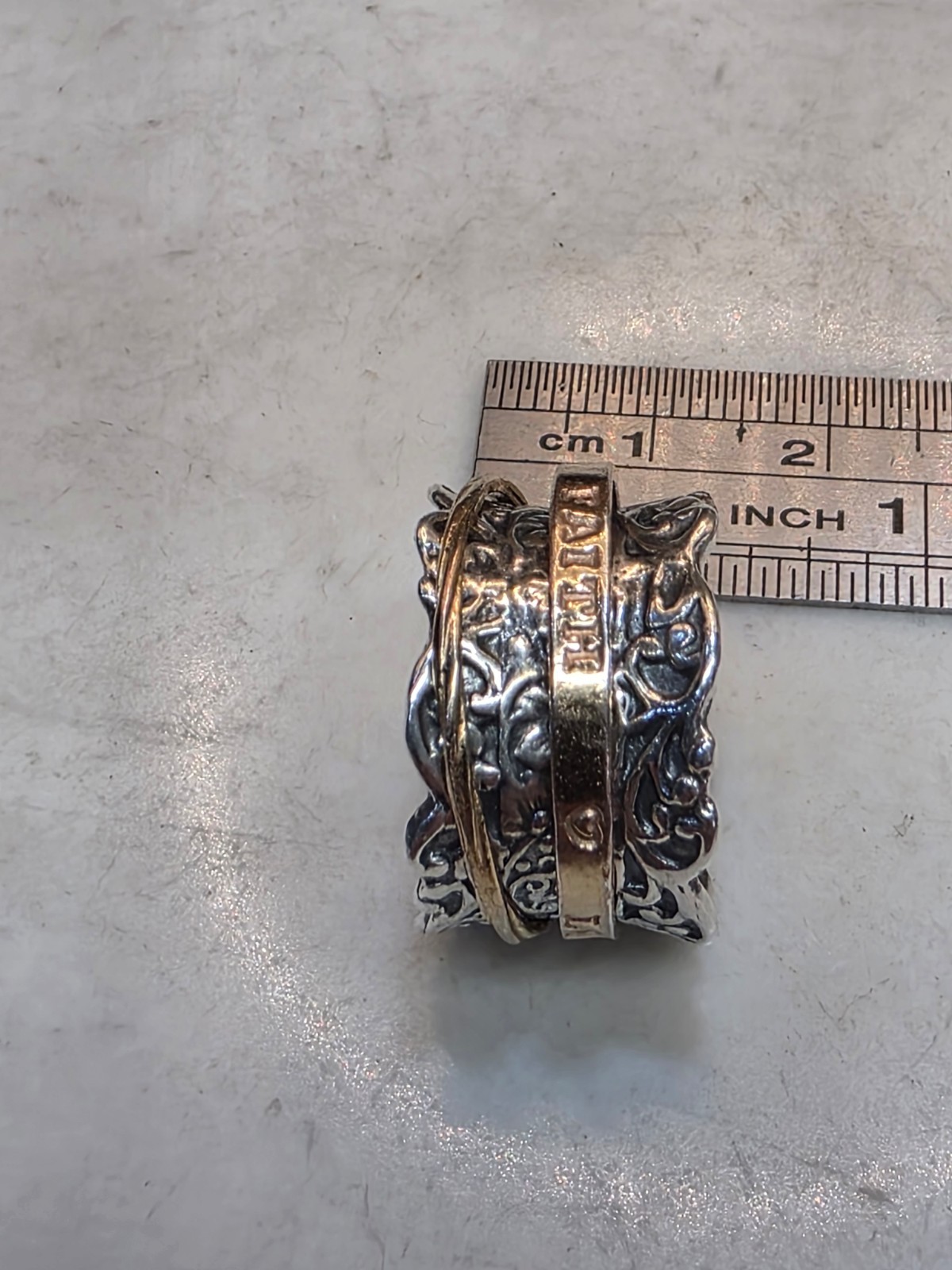 PZ Paz Creations .925 Sterling Silver and Rose Gold over Silver Spinner Ring 7.5