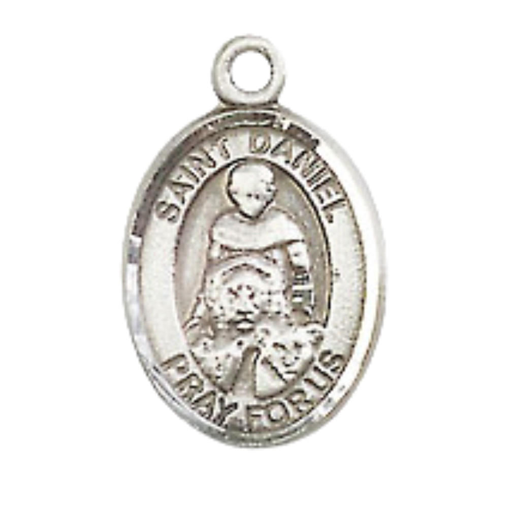 Small Sterling Silver Saint Daniel Medal Pendant 24″ Endless Chain Necklace
