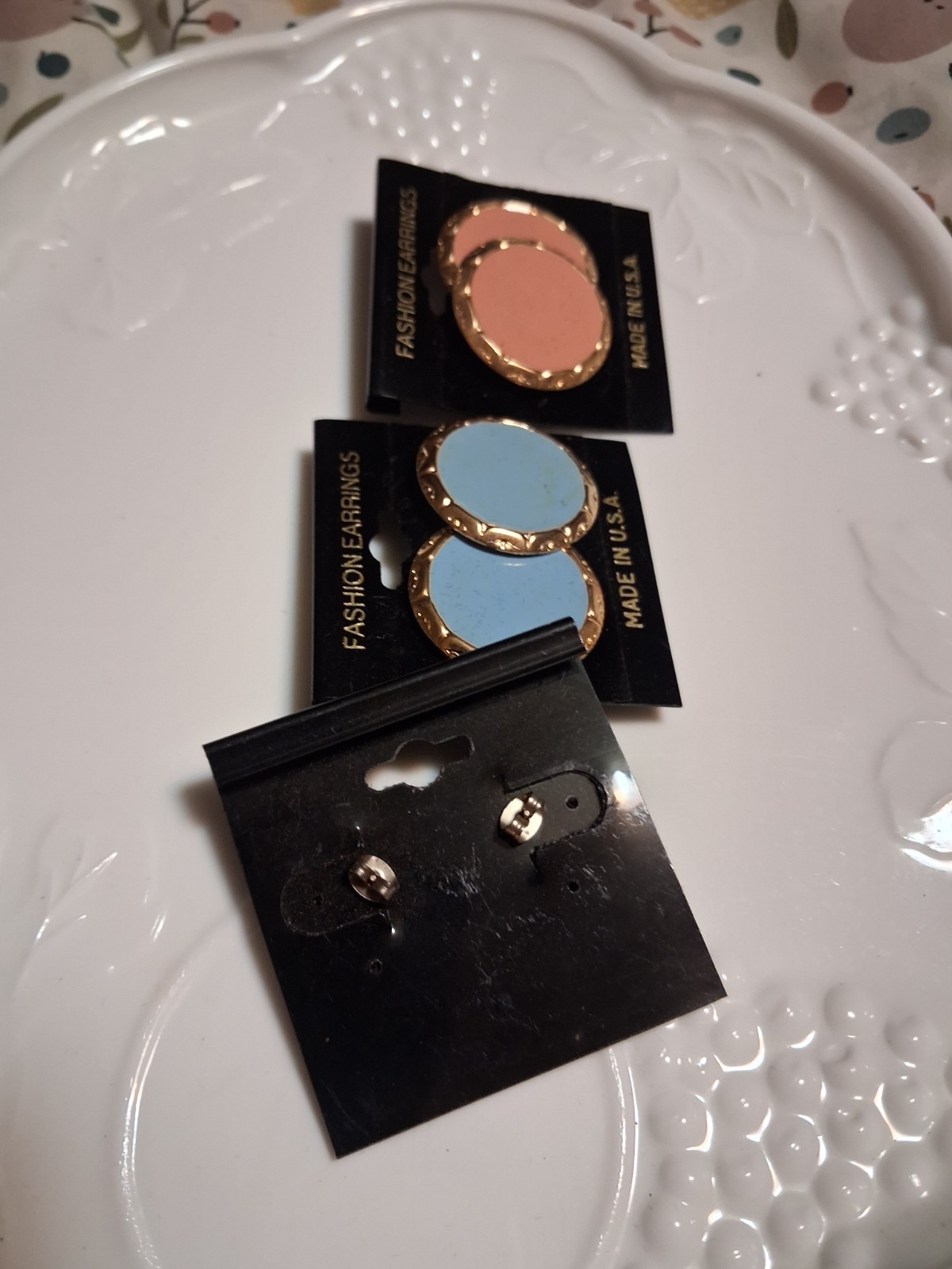 3 Pairs Of Fashion Earrings Prong Back