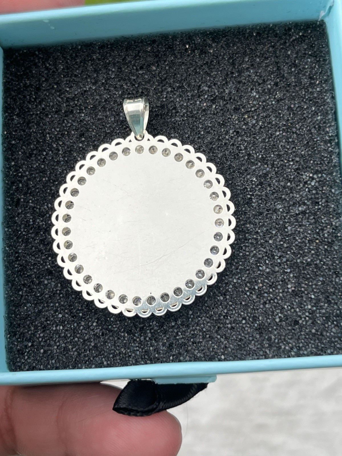 Solid .925 Mary Pendant with Cubic Zirconia Stones