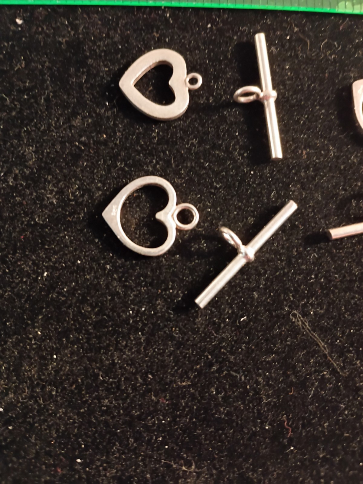 Sterling Silver Love Heart Toggle Clasps 3 Sets. It#25