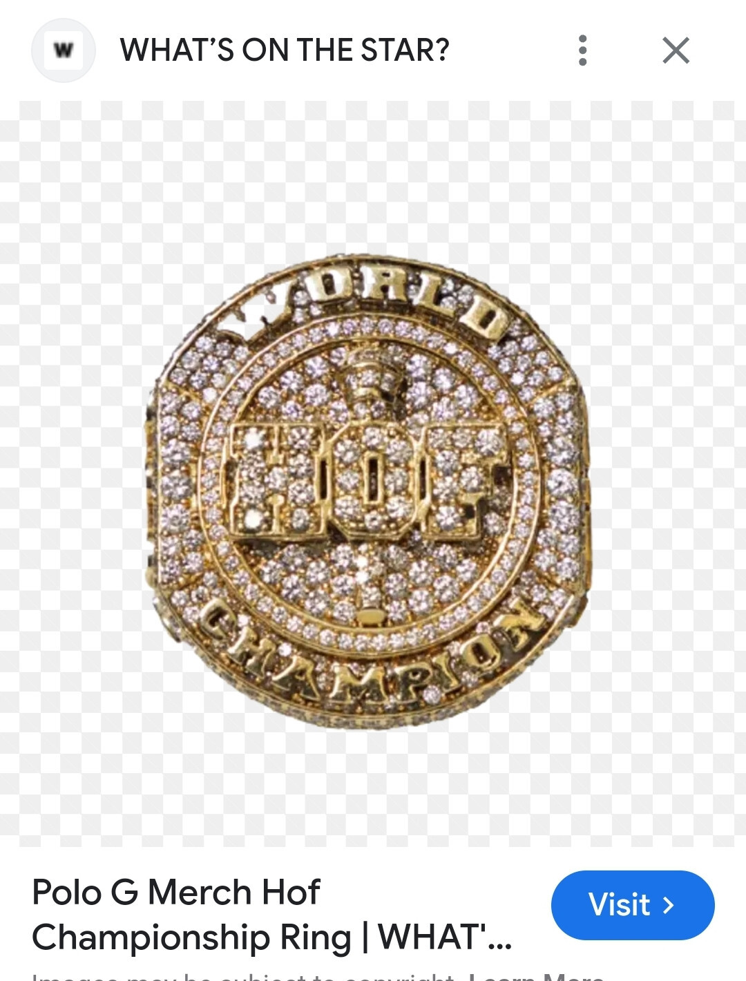 Polo’s G HOF World Champion ring, bling bling