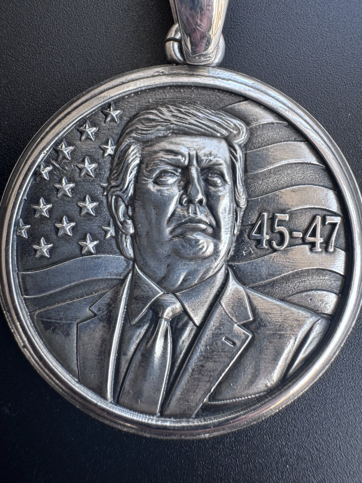 President 45-47 Donald J Trump USA Pendant Sterling Silver 925