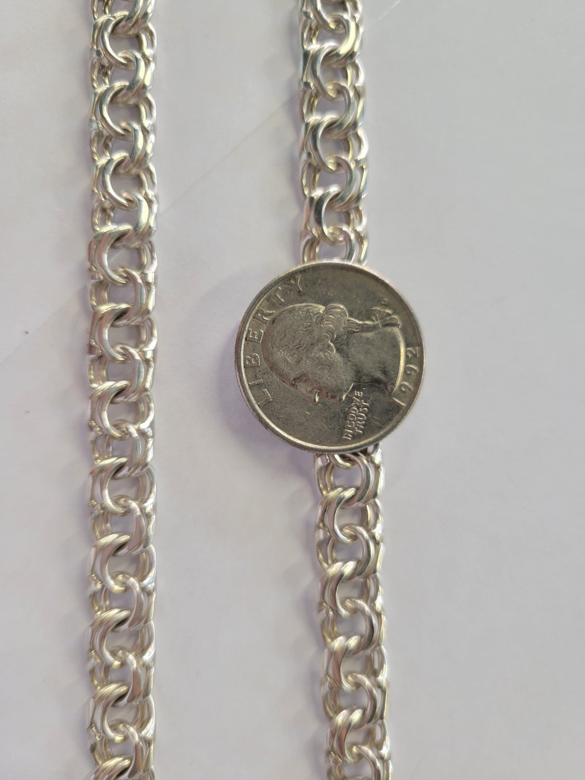 925 Sterling Silver Chino Link Greek Border Lock Chain 9mm 26″