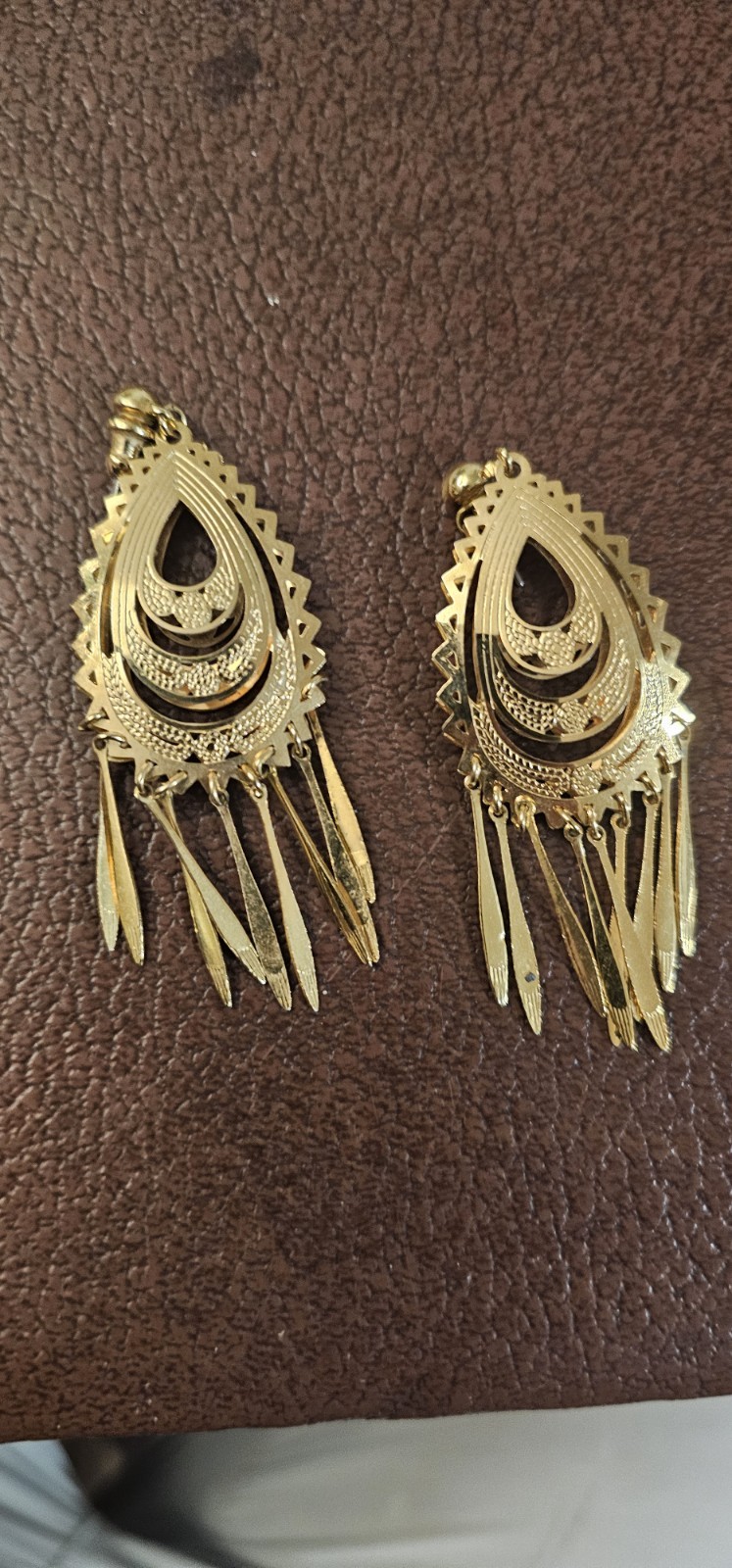 Anthropologie Western Fringe Teardrop Earrings Gold NWT 1.3”L Post Back