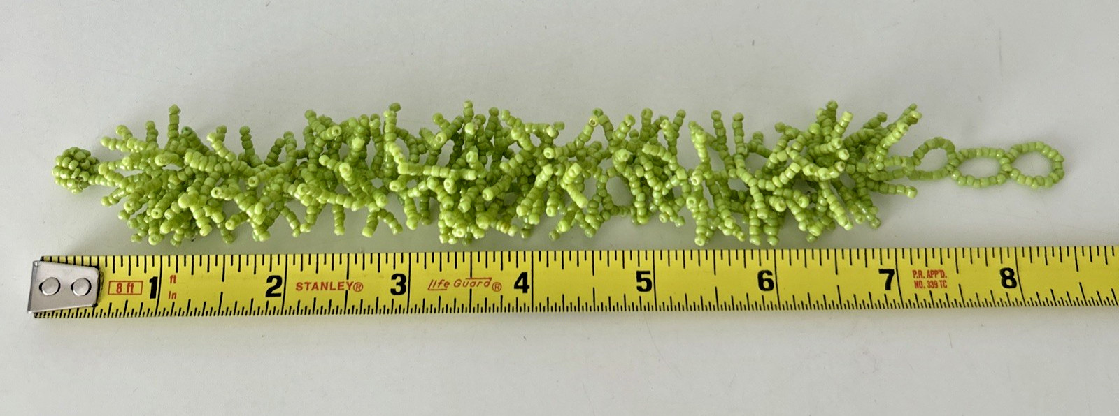 Handmade Green Seed Bead Lightweight Bracelet Adjustable