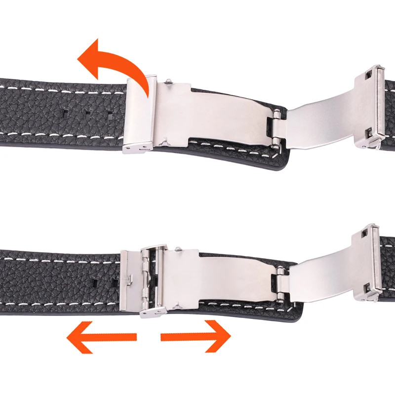 Genuine Leather Watch Band Strap Unisex Deployment Clasp 18/20/22/24mm