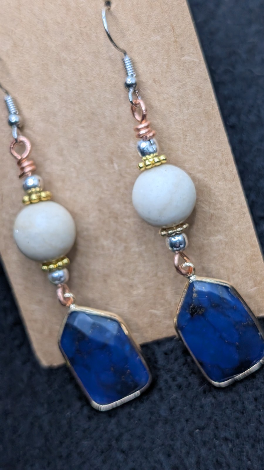 Women’s Artisan Stylish Boho Mixed Beaded Drop Dangly Hook Earrings 💙🤍🤎