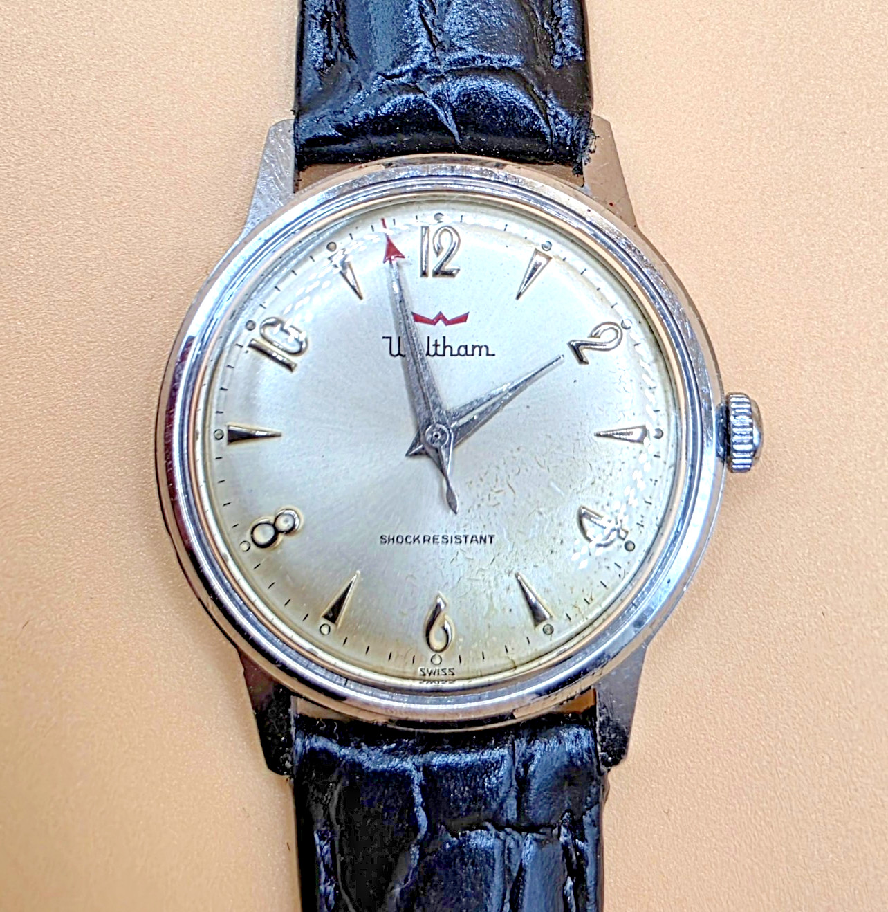 WALTHAM Rare Vintage 33mm Mechanical Swiss Watch7 Jewel S/S Second Hand Men’s