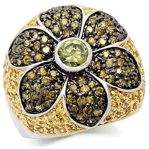 Women’s Flower Cocktail Ring, Multicolor CZ, Rhodium, 14K Gold & Ruthenium Pl…
