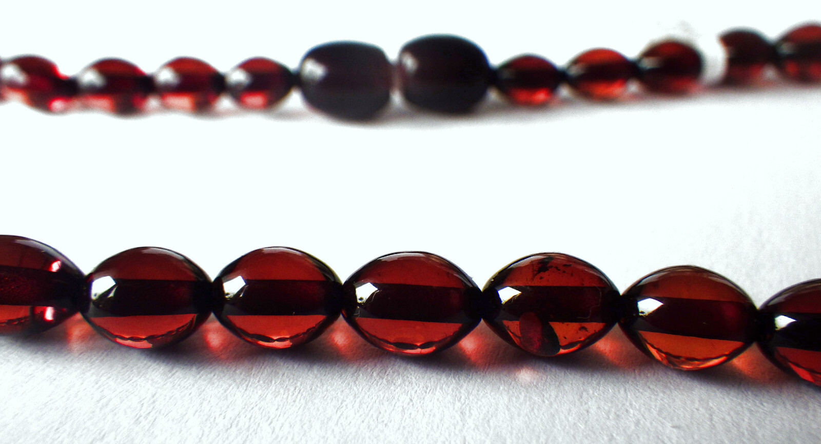 SCHMUCK-STCK Bernstein Kette ohne Metall 44cm braun rot Linsen
