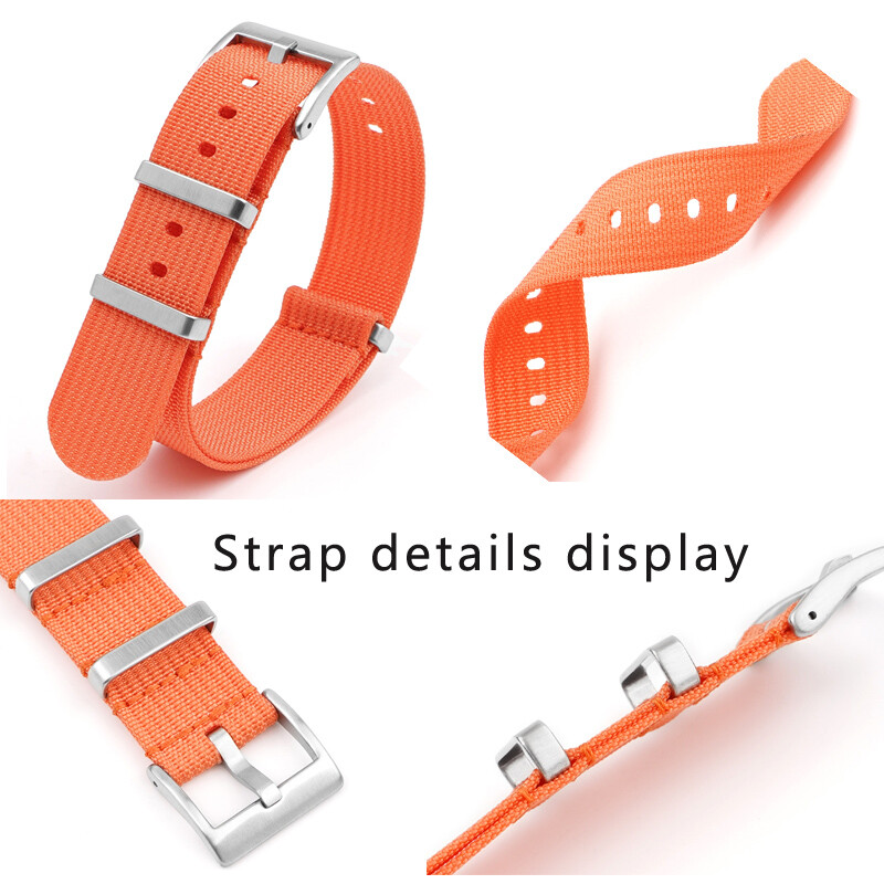 20mm Sport Bracelet Watch Strap Retro One-Piece Long Watchband Weave Nylon Bands