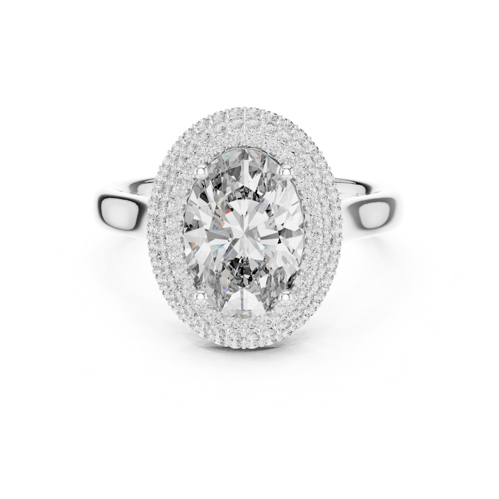 Hidden Halo 2.50 CT Oval Lab Grown Diamond Double Halo Engagement Ring