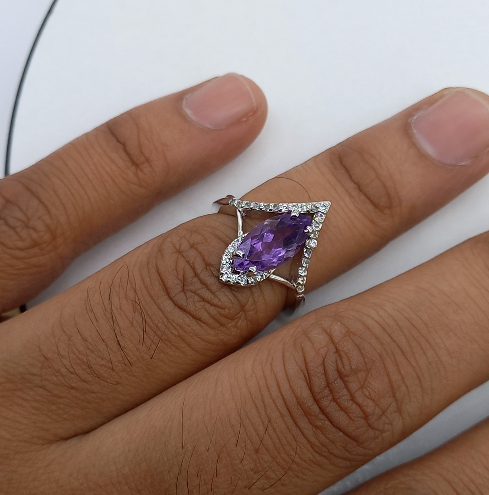 Purple Amethyst Designer Ring 925 Sterling Silver Jewelry