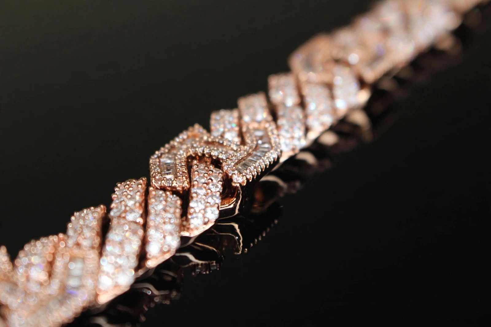14k STAMPED 14mm FIGARUCCI Rose Gold Chain 80.7ct Lab Sim VVS1 Diamond 241g+