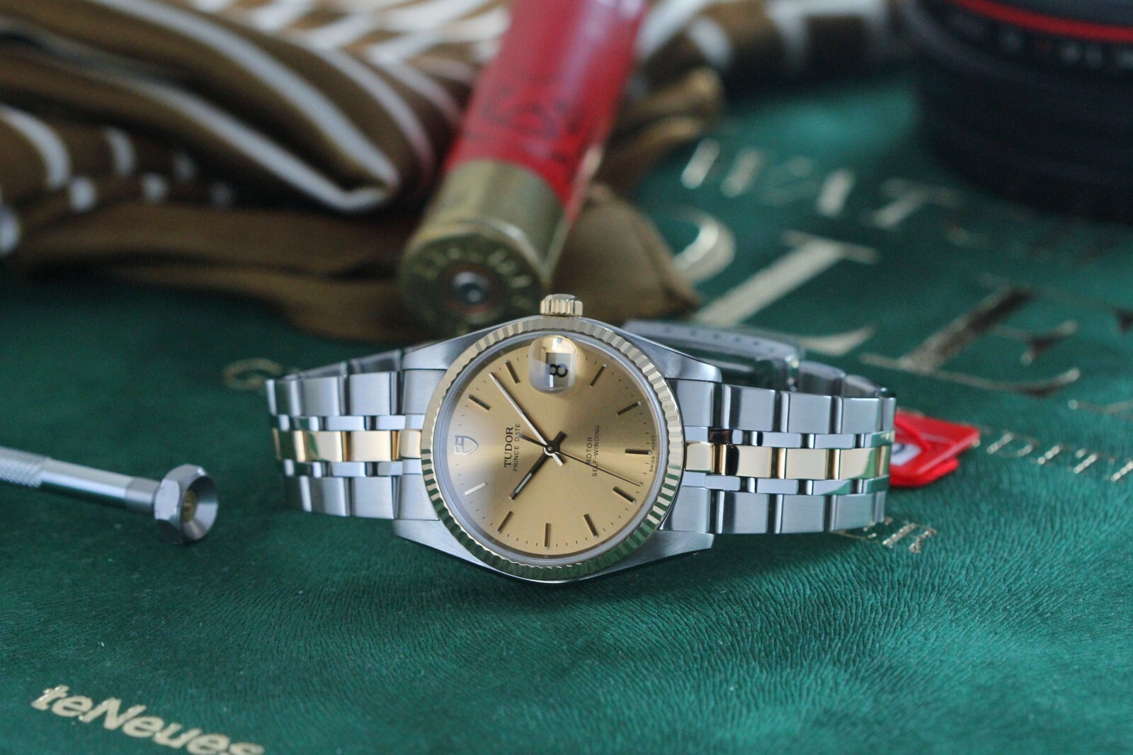 Tudor Prince Date 74033 Two Tone Gold Champagne Dial 34mm Automatic Watch