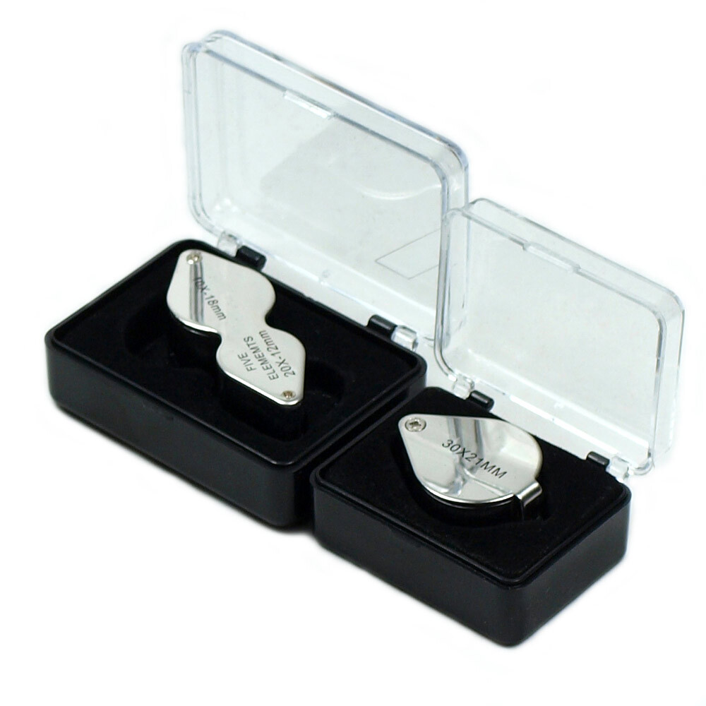 Two jeweler Loupes 10x-20x Triplet-30x21mm Magnifying Glass with storage cases