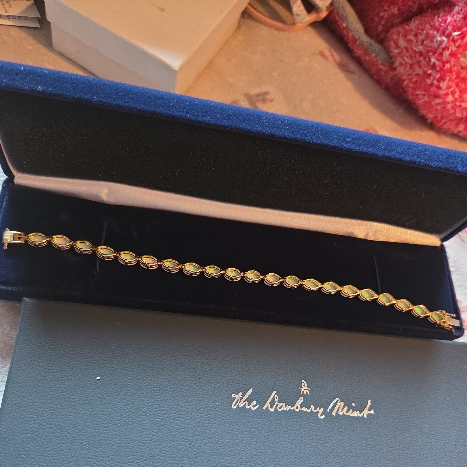 Opal Fire Allure 10 carat Opal Tennis Bracelet Sz 7.5. Sterling & 14k plate