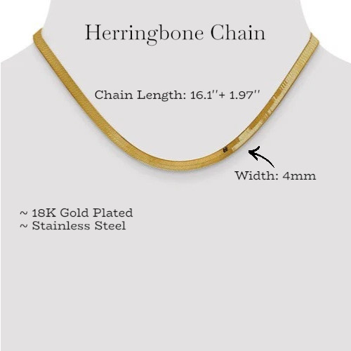 Women’s Herringbone Gold Plated Choker Necklace Stainless Steel Chian Jewelry