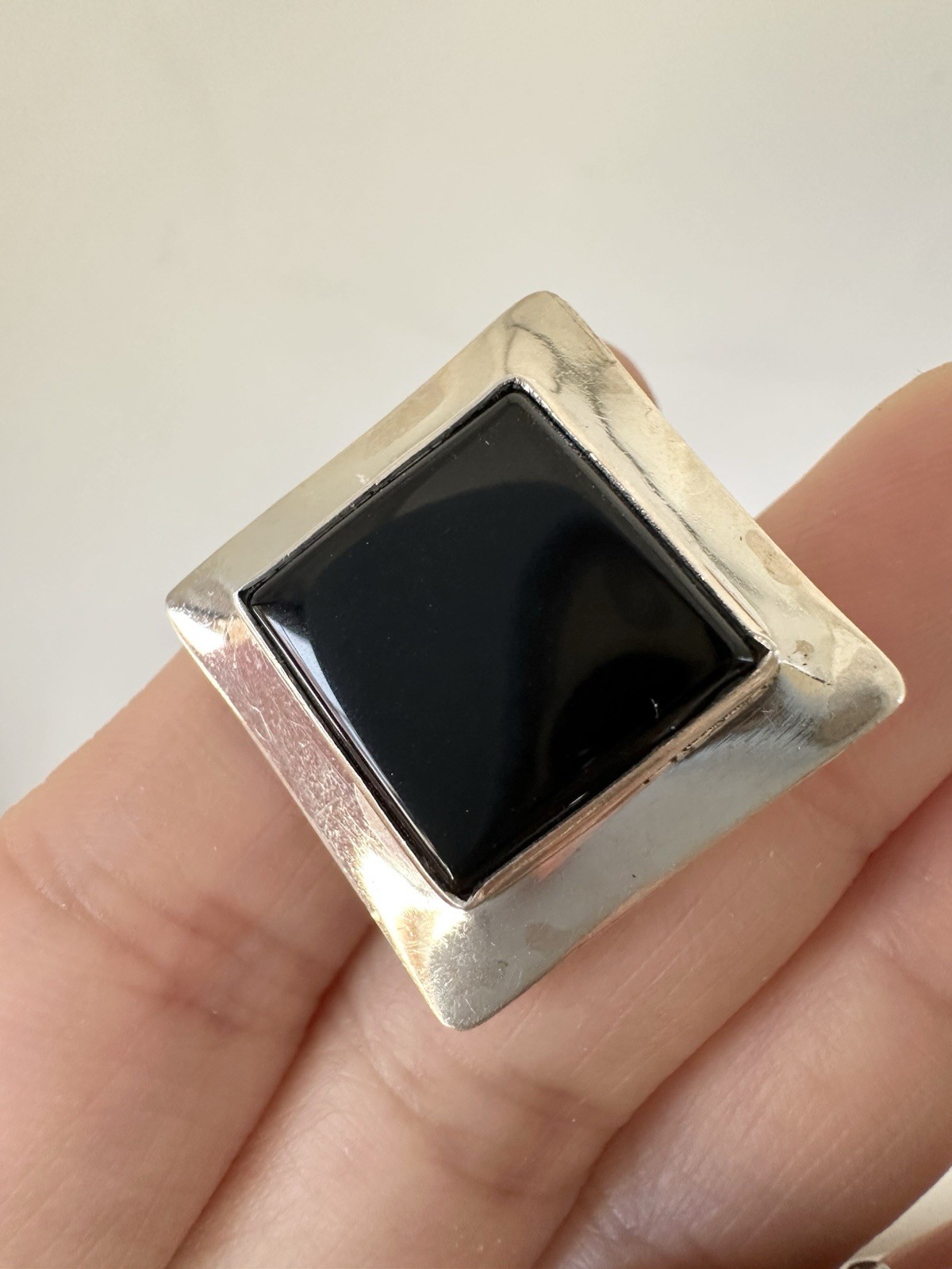 Navajo E.F Sterling Silver Black Onyx Clip On Earrings