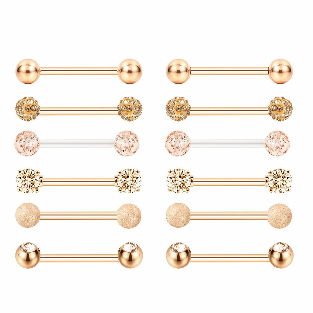 14G Nipple Rings Stainless Steel Tongue Ring Barbell Nipplerings Piercing 6Pairs