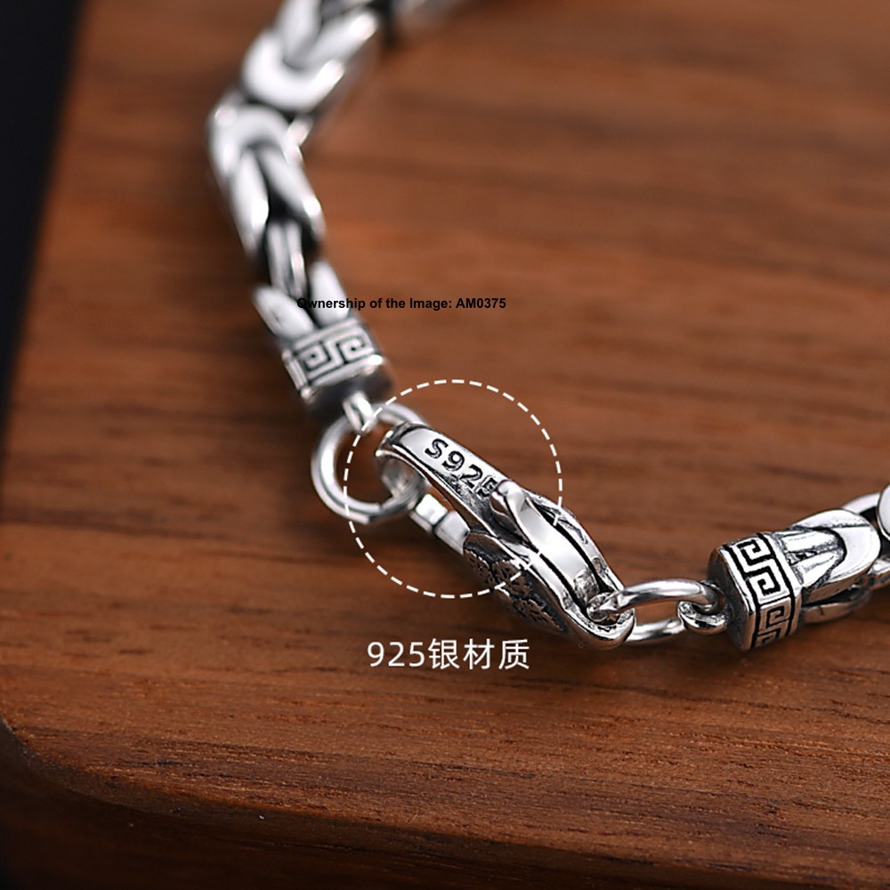 Pure 925 Sterling Silver Square Byzantine Chain Bracelet 5mm Link Unisex Jewelry