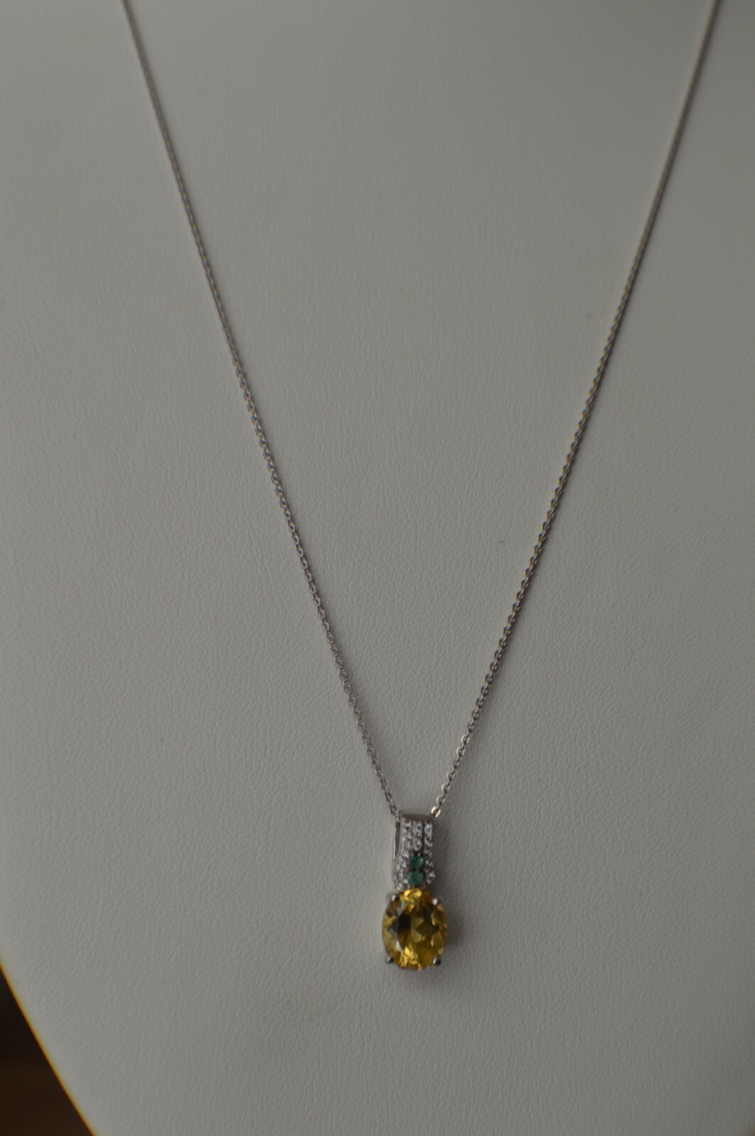 1.90ct AAAA Heliodor / Multi Gem Pendant w/20″ Chain in Rhodium over Fine Silver
