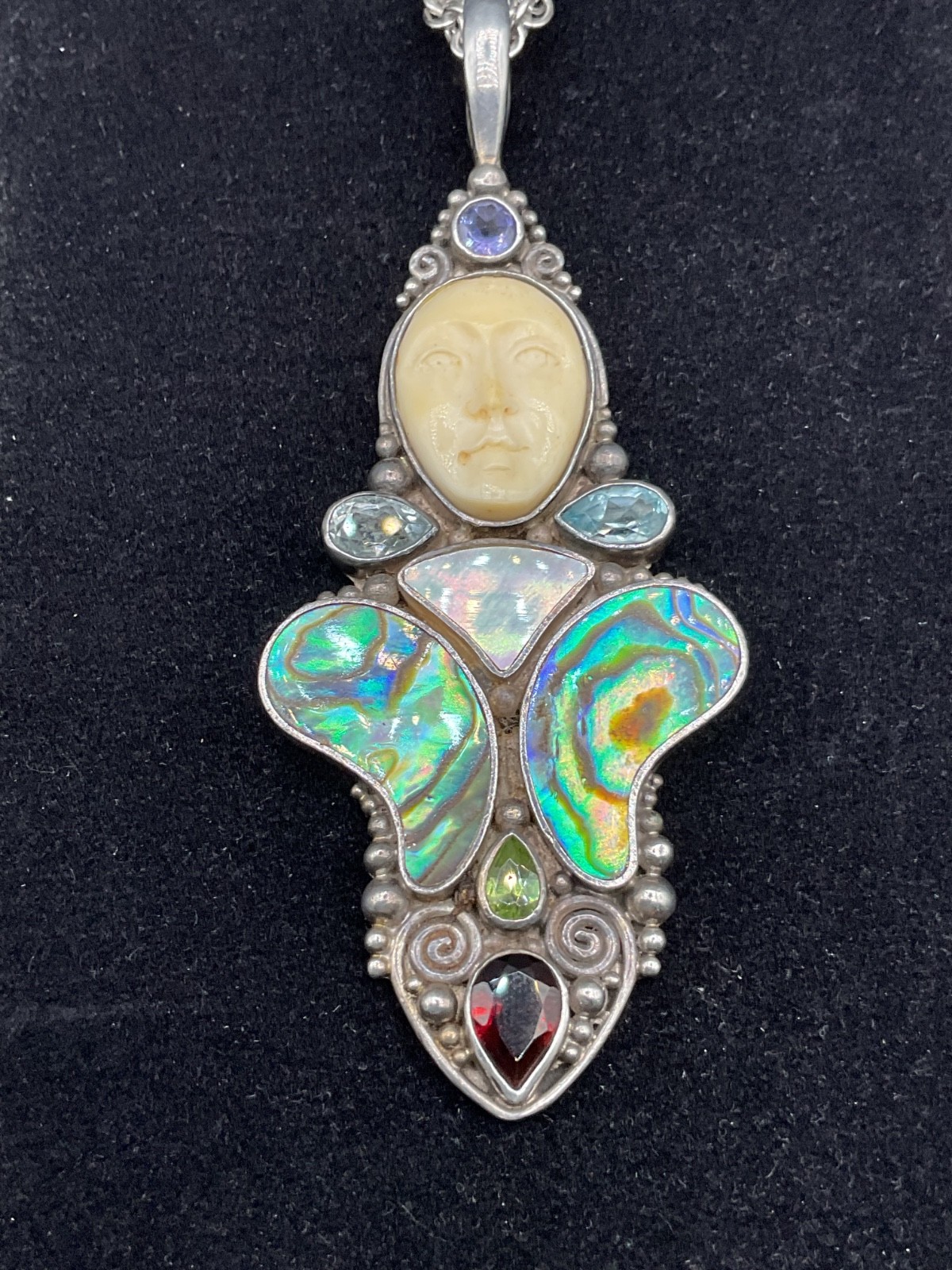 VINTAGE SAJEN MOON GODDESS 925 Sterling silver pendant and necklace